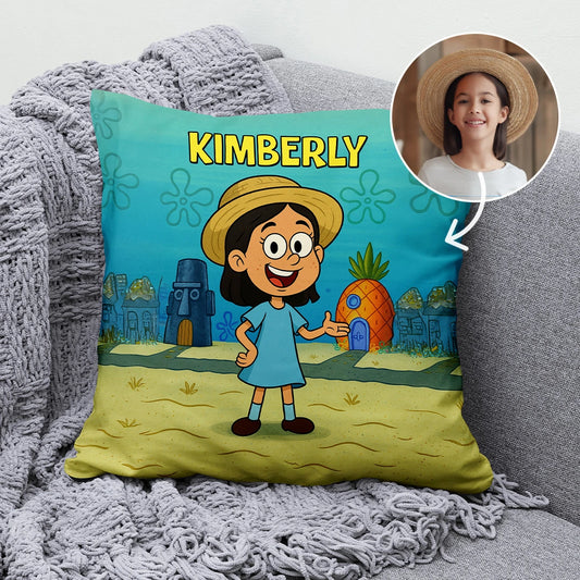 Custom Cartoon Pillow – Made from Your Child’s Photo UpSell